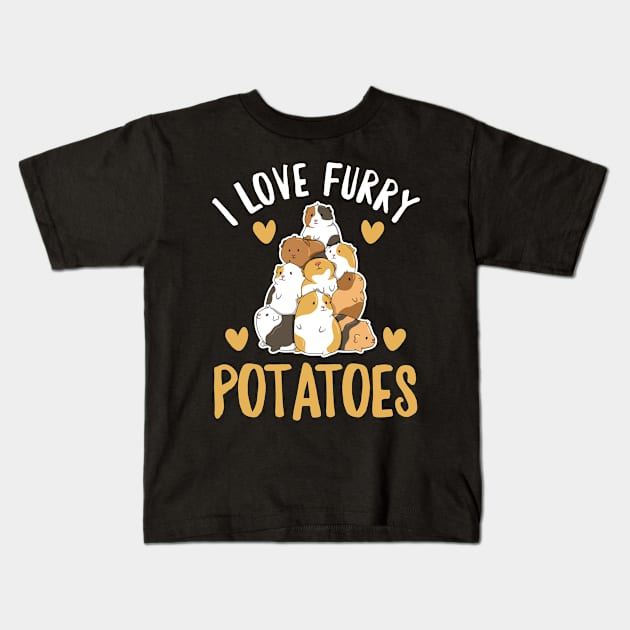 I love furry potatoes Quote for a  Guinea Piggy Fan Kids T-Shirt by ErdnussbutterToast